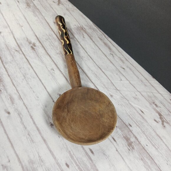 Batik Bone Inlay Hand Carved Wooden Serving/Salad Spoon Kenya Africa 12.5" - Picture 6 of 8